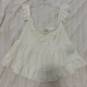 NWT Cream Off The Shoulder Textured Flowy Top